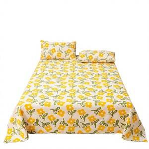 Modern Simple Eco-Friendly Floral Printed 100% Cotton Flat <b>Bed</b> Sheet Pillowcase 3-Piece <b>Set</b> Anti-static Dust-Proof Breathable - Product Image 3
