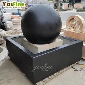 Fournisseur de fontaine d'eau rotative en marbre sculpté à la main pour jardin extérieur