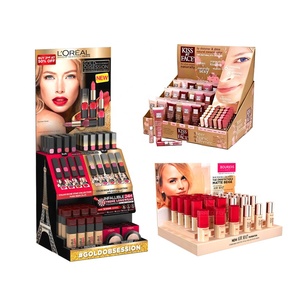 Tùy chỉnh PDQ Son môi truy cập các tông hiển thị hộp bán lẻ Lip Balm Tabletop Lip Gloss mỹ phẩm sóng giấy hiển thị hộp - Product Image 1