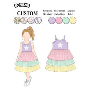 Robe <span class=keywords><strong>Tutu</strong></span> Fille Princesse Scintillante Tendance avec Bretelles Fines et <span class=keywords><strong>Jupe</strong></span> en Tulle Imprimée Étoiles Dégradées Multicouche – Violet - Product Image 2