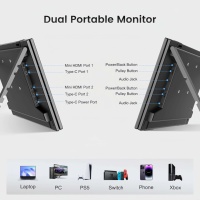Monitor Laptop Portabel Layar Ganda 15,6 inci 360 Derajat Lipat IPS 1080P