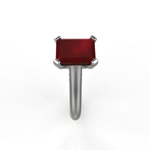 Sterling <b>Silver</b> Faux Ruby <b>Ring</b> With Diamonds - Product Image 1