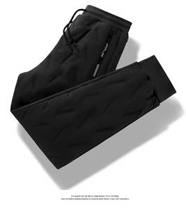 Hot Sell WK-P1001 <b>Winter</b> Woolen Thick <b>Men's</b> Large Size Straight Mid Waist Casual <b>Trousers</b> Fleece Lining Drawstring Closure - Product Image 3
