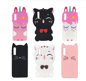 Case Voor Samsung Galaxy A7 2018 3D Siliconen Case Eenhoorn Kat Cartoon Telefoon Cover Voor Samsung A7 Een 7 2018 sm A750F A750