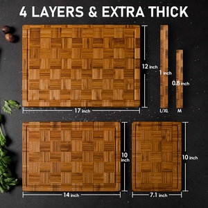FLYWOD Kitchen <strong>Tools</strong> Chopping Block Bamboo Chopping <strong>Board</strong> Set End Grain Bamboo Cutting <strong>Board</strong> - Product Image 2