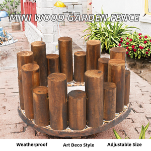 Articles de jardinage Art Déco, clôture en bois à LED solaire - Mini format pour petit jardin, clôtures en bois naturel, décoration utile pour l'extérieur - Product Image 2