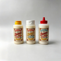 Bouteille de sauce à remplissage à chaud avec logo personnalisé, 8oz, 12oz, 16oz, distributeur à bouchon rabattable, bouteille à presser pour mayonnaise, bouteille en plastique pour condiments, moutarde