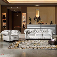 Canapé sectionnel rectangulaire Chesterfield moderne de luxe léger en tissu velours avec pieds en bois, multicolore, durable, pour hôtel, appartement, salon