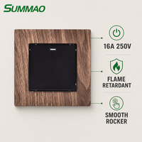 Interrupteur à bascule effet bois 1 poste, panneau noir mat, indicateur LED, moderne et minimaliste, pour maison, bureau, hôtel