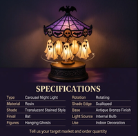 Veilleuse de carrousel fantomatique avec ombre rotative de fantômes et de crânes, à suspendre, pour étagère, entrée, décoration effrayante, décoration d'Halloween, salon