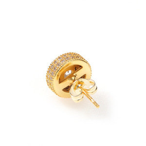 UWIN Forma Redonda Bling CZ Brincos Stud Iced Out Brincos para Mulheres Homens Rapper Jóias - Product Image 3