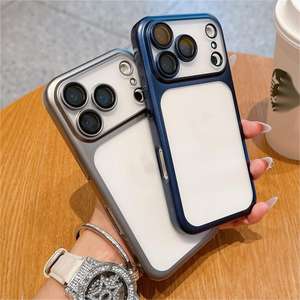 Placcatura smerigliata armatura traslucida <span class=keywords><strong>arancione</strong></span> custodia per telefono per <span class=keywords><strong>iPhone</strong></span> 17 Air 16 15 Pro Max <span class=keywords><strong>Cover</strong></span> rigida antiurto - Product Image 1