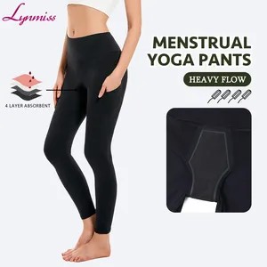 Period Yoga Leggings 4 Layers Super Heavy Flow Full Cover Leak Proof No Pfas Leakproof Period Gym Yoga Pants