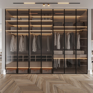 Armario de Dormitorio Moderno y Lujoso Aqua Gallery, Independiente, de Madera, <span class=keywords><strong>con</strong></span> Puertas de Vidrio y Armario Empotrado - Product Image 3