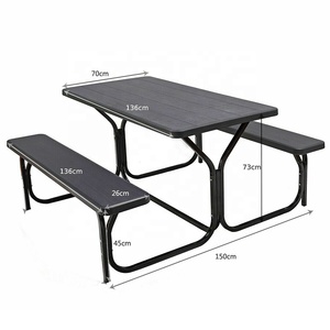 Garden Furniture Picnic Wood Grain Top Beer Outdoor Plastic Folding Dining Bench and Table Set