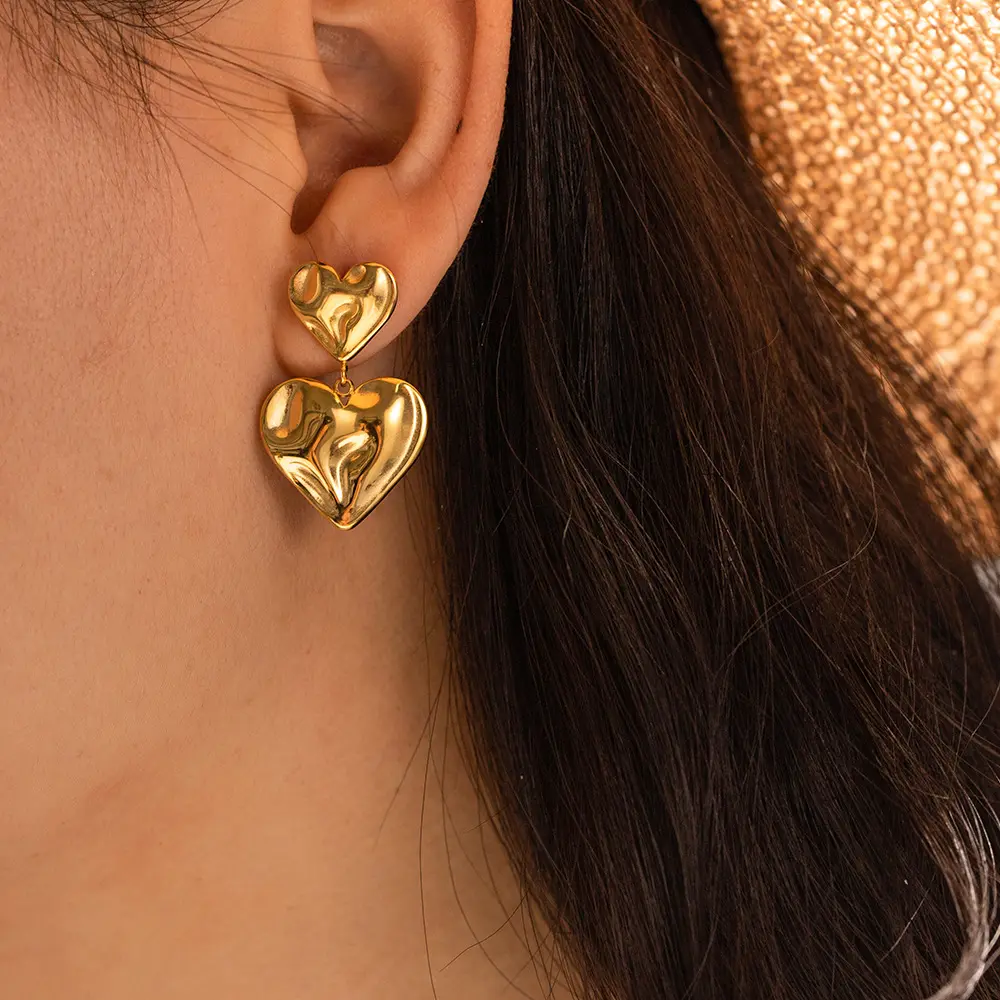 QIFEI QIFEI New design stainless steel love pendant earrings Fashion heart earrings jewelry women