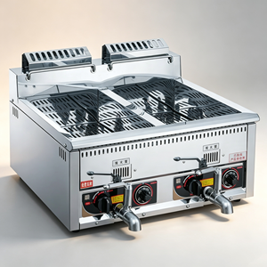 천연가스 2탱크 상업용 천연가스 어류 튀김기 (온도조절기 포함, 스테인리스 스틸) - Product Image 1