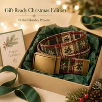 Ceinture en tissu écossais édition Noël, ceinture rétro avec quincaillerie en laiton, ceinture assortie pour homme et femme, cadeau de Noël