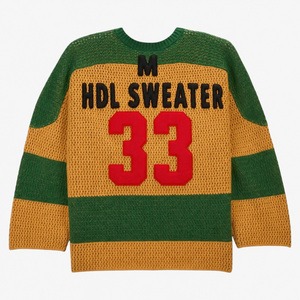 เสื้อสเวตเตอร์ถักไหมพรมผู้ชายแบบสั่งทำพิเศษ (OEM) ปักลายตัวอักษร สไตล์ลำลอง สำหรับฤดูหนาว เหมาะสำหรับเล่นฮอกกี้ - Product Image 2