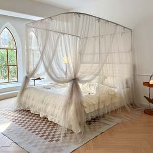 <b>Princess</b> Lace Mosquito Net Full Size 4 Corners Canopy <b>Bedding</b> for Bedroom Dormitory Protection - Product Image 4