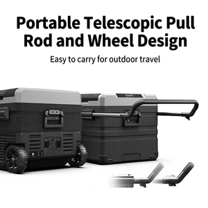 Réfrigérateur de voiture à batterie rechargeable 38L 48L 58L DC 12V-24V AC 100V-240V Glacière de voyage Congélateur à compresseur solaire Double zone Roues - Product Image 2