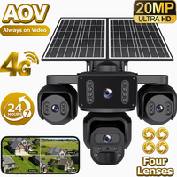 Nouvelle caméra solaire AOV à quatre objectifs, haute définition, vision nocturne extérieure 9MP, vision à quatre points de vue, surveillance cloud 10x-20x
