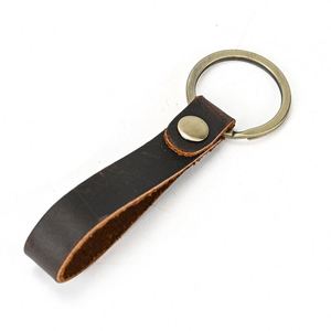 Personalized Retro Unisex <b>Gift</b> Idea Laser Engraved Keychain Metal Bar Holder with PU Leather - Product Image 4