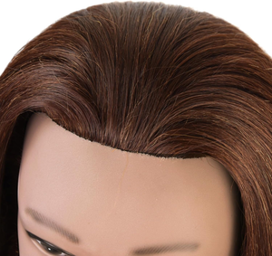 100% cheveux humains bruns avec barbe formation Mannequin <span class=keywords><strong>tête</strong></span> 14 pouces droite barbier perruque pince support cosmétologie pratique poupée - Product Image 6