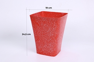 Pot de fleurs rectangulaire moderne en plastique PP, design à bords incurvés lisses, plusieurs options de finition, couleurs brillantes et mates pour table. - Product Image 4