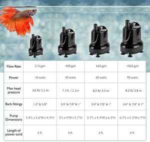 Benbo 215 a bassa pressione GPH cambio rapido acqua acquario pompa fontana sommergibile acquario acquario acquario serbatoio di scarico pompa di trasferimento 2 adattatori - Product Image 6