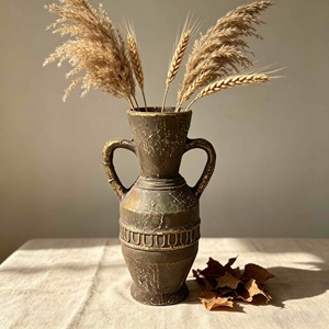Vaso in Ossido di Magnesio Stile Anfora Vintage, Vaso Decorativo per Fiori Secchi, Arredamento Rustico Wabi Sabi per Tavolo <span class=keywords><strong>e</strong></span> Casa - Product Image 1