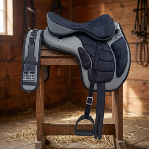 Selle de dressage western Freemax en cuir véritable avec attaches en acier inoxydable, sans arceau, légère - Product Image 3