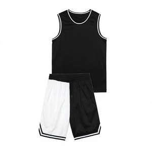 Ensemble short et maillot de basket personnalisé, noir et rouge, sans manches, uniforme sportif pour hommes et garçons, vêtements d'équipe, fabricant en gros - Product Image 4