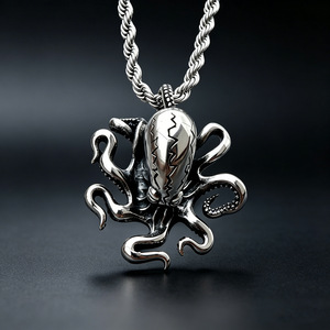 Yunnique – collier avec pendentif pieuvre en alliage de Zinc, bijoux unisexes à la mode, forme animale, Design géométrique, chaîne à pendentif unique, JD215 - Product Image 4