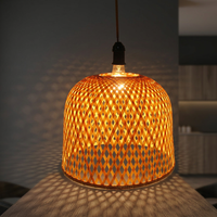Vinacraft Abat-jour en bambou élégant et simple de style européen, lustre électrique suspendu, couleur neutre, modèle 310115