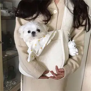 Bolsa portabebés plegable para mascotas, bolso de hombro para perro de estilo coreano japonés, venta al por mayor