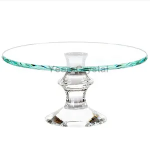 Round Glass Plate Bling Crystal Cake Stand for wedding decoration