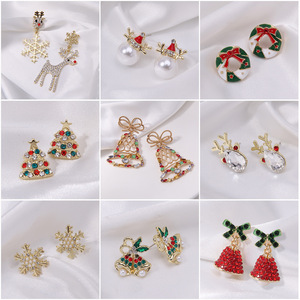 Aretes campana copo árbol zirconia Navidad <span class=keywords><strong>mujer</strong></span>, joyería fina aretes, venta fábrica mayorista por lote - Product Image 1
