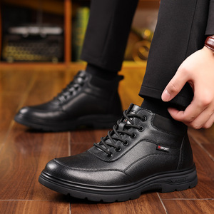 Botas de Invierno para Hombre, de Piel Auténtica, con Punta Redonda, Forro de Piel, Suela de Goma, Botas para la Nieve - Product Image 4