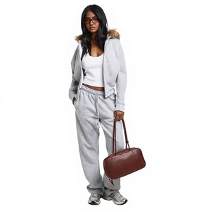 ODM OEM Streetwear Sweat suit Sets <b>Clothing</b> Hoodie Long Sleeve Zipper Jacket With Sweat Pants for Women's 2 Piece Set - Product Image 1