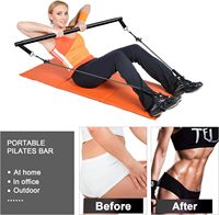 Bâton de yoga multifonctionnel pour étirements et Pilates, bâton de fitness en 3 sections, ensemble de Pilates pour squats à domicile et beauté