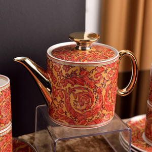 Ensemble de café en porcelaine fine rouge de style européen, 15 pièces, très vendu, décoration d'intérieur - Product Image 2