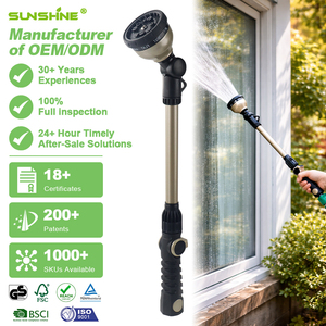 SUNSHINE <span class=keywords><strong>Pistola</strong></span> <span class=keywords><strong>de</strong></span> <span class=keywords><strong>Riego</strong></span> Manual <span class=keywords><strong>de</strong></span> Metal <span class=keywords><strong>de</strong></span> 18 Pulgadas con 10 Patrones <span class=keywords><strong>de</strong></span> Rociado, Boquilla <span class=keywords><strong>de</strong></span> Lluvia, Varilla <span class=keywords><strong>de</strong></span> <span class=keywords><strong>Riego</strong></span> para Manguera y Control <span class=keywords><strong>de</strong></span> Pulgar Ajustable 160° - Product Image 1