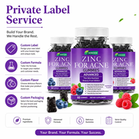 Gummies quotidiennes de zinc, 60 unités, en forme d'ours, saveur fruits rouges mélangés, complément alimentaire pour la peau et le teint