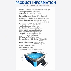 Modern Luxury Family 5 Person Spa Tubs Outdoor Spa Hot CE Approved Jacuzzier Spa With Speaker LED Light - Product Image 2