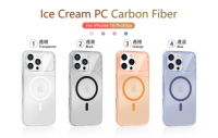 Étui de protection magnétique minimaliste en fibre de carbone PRT texturé crème glacée, 4 couleurs, compatible avec la recharge sans fil pour 17/16/15/14 Pro Max