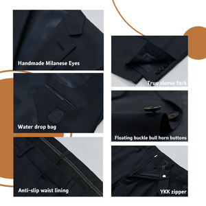 606สูททำงานผู้ชายผ้าขนสัตว์100% ชุดสูทผ้าใบสีดำครึ่งตัวสไตล์อิตาลีแจ็คเก็ตแนวธุรกิจ - Product Image 4