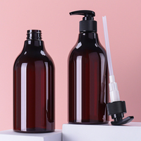 Flacon pompe ambré pour lotion 16 oz, bouteille en plastique de 500 ml, flacons ronds de luxe pour lotion, shampoing et après-shampoing