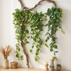 4 pieds de lianes vertes artificielles à 7 brins, feuilles de patate suspendues, pour la maison, le jardin, la décoration murale extérieure, couverture végétale, décoration de fête jungle - Product Image 1