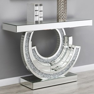 Table <span class=keywords><strong>console</strong></span> moderne de luxe <span class=keywords><strong>en</strong></span> diamant écrasé avec éclairage LED <span class=keywords><strong>en</strong></span> <span class=keywords><strong>verre</strong></span> et bois pour l'entrée, le salon ou la décoration d'un hôtel - Product Image 1